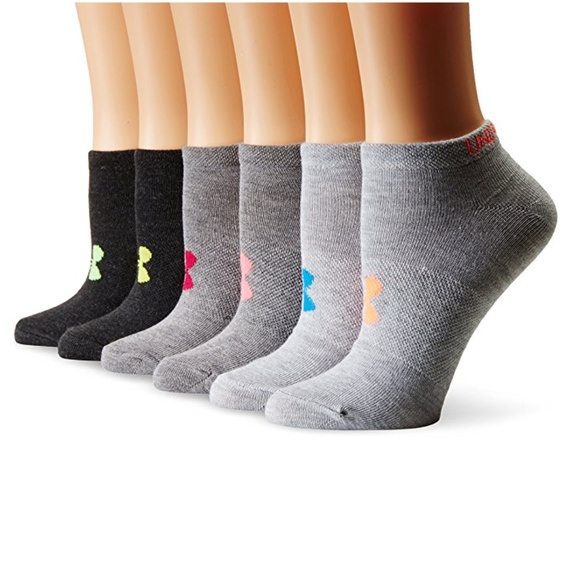 Under Armour Women/'s Medium Training No-Show HeatGear Socks 6-Pair Multi-Color